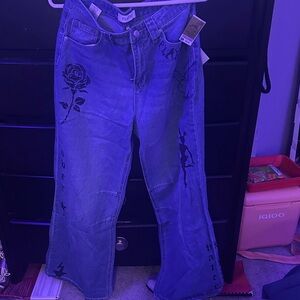 PLAYBOY Blue Jeans with Black Graphic Accents